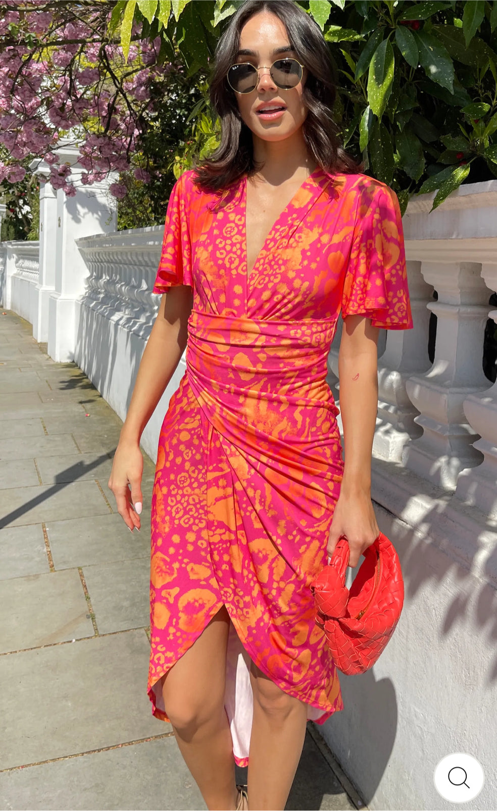 ‘Blake’ Tropical Fuchsia Dress