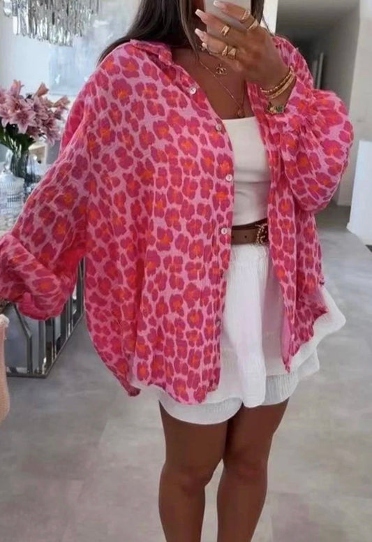 ‘Stacey’ Oversized Cotton Gauze Shirt Top