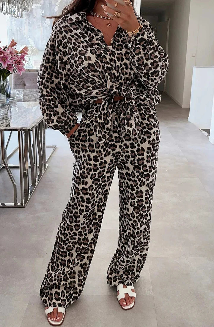‘Julia’ Leopard print trousers