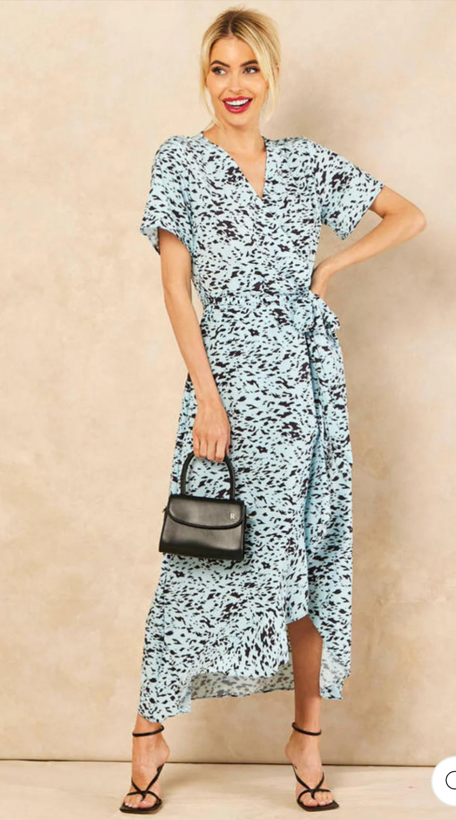 ‘Anna’ Blue Printed Wrap Dress