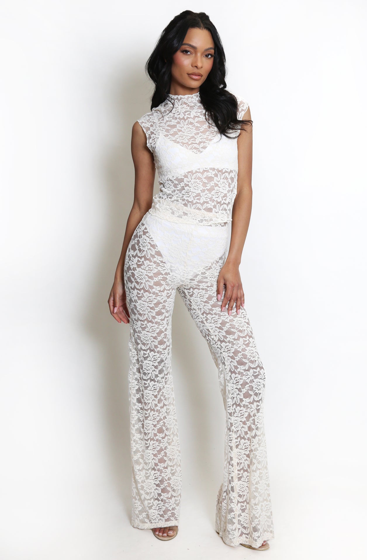 ‘Viccy’ Cream Lace Trousers