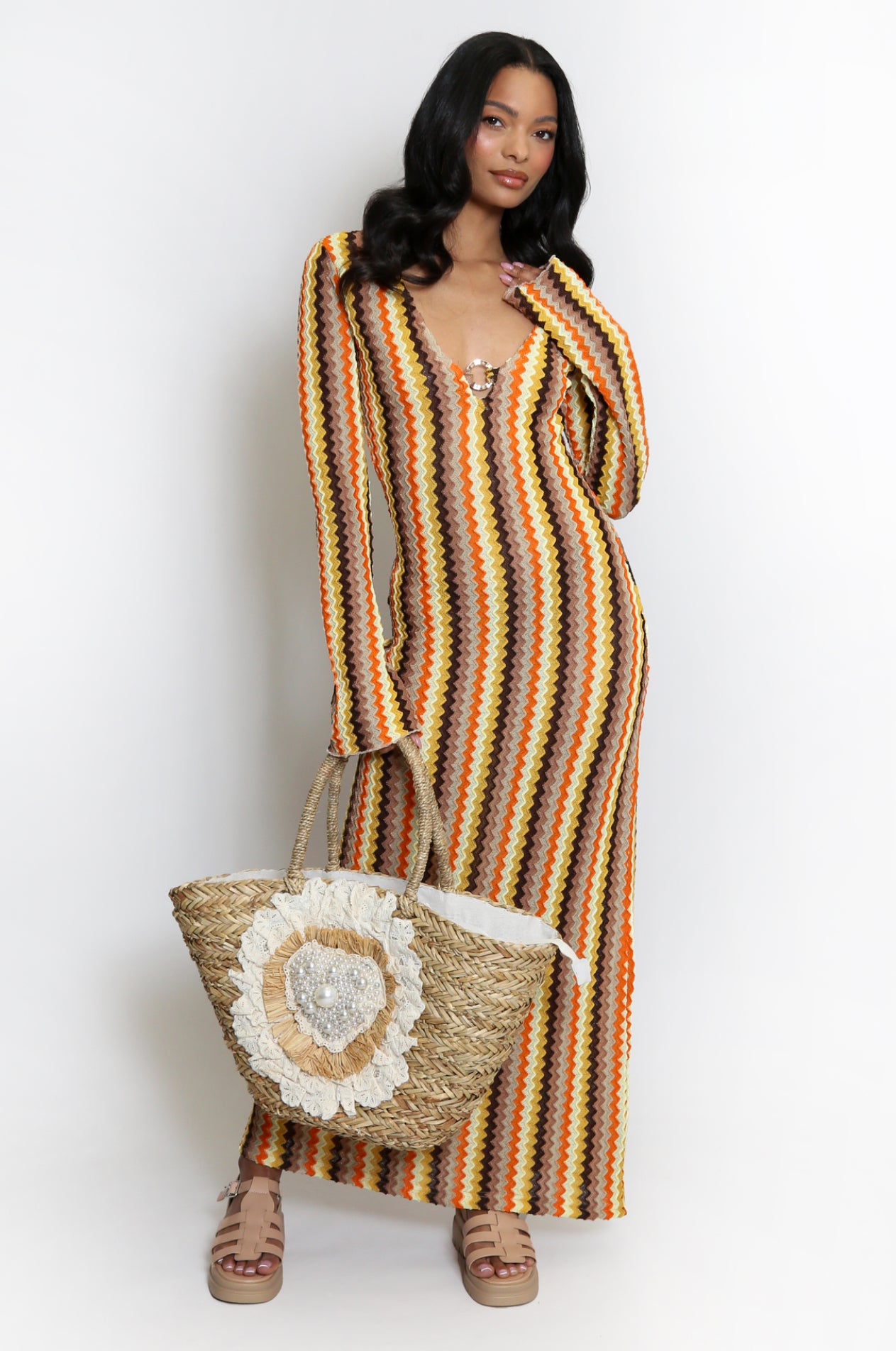 ‘Mila’ Zig Zag Ring Detail Dress