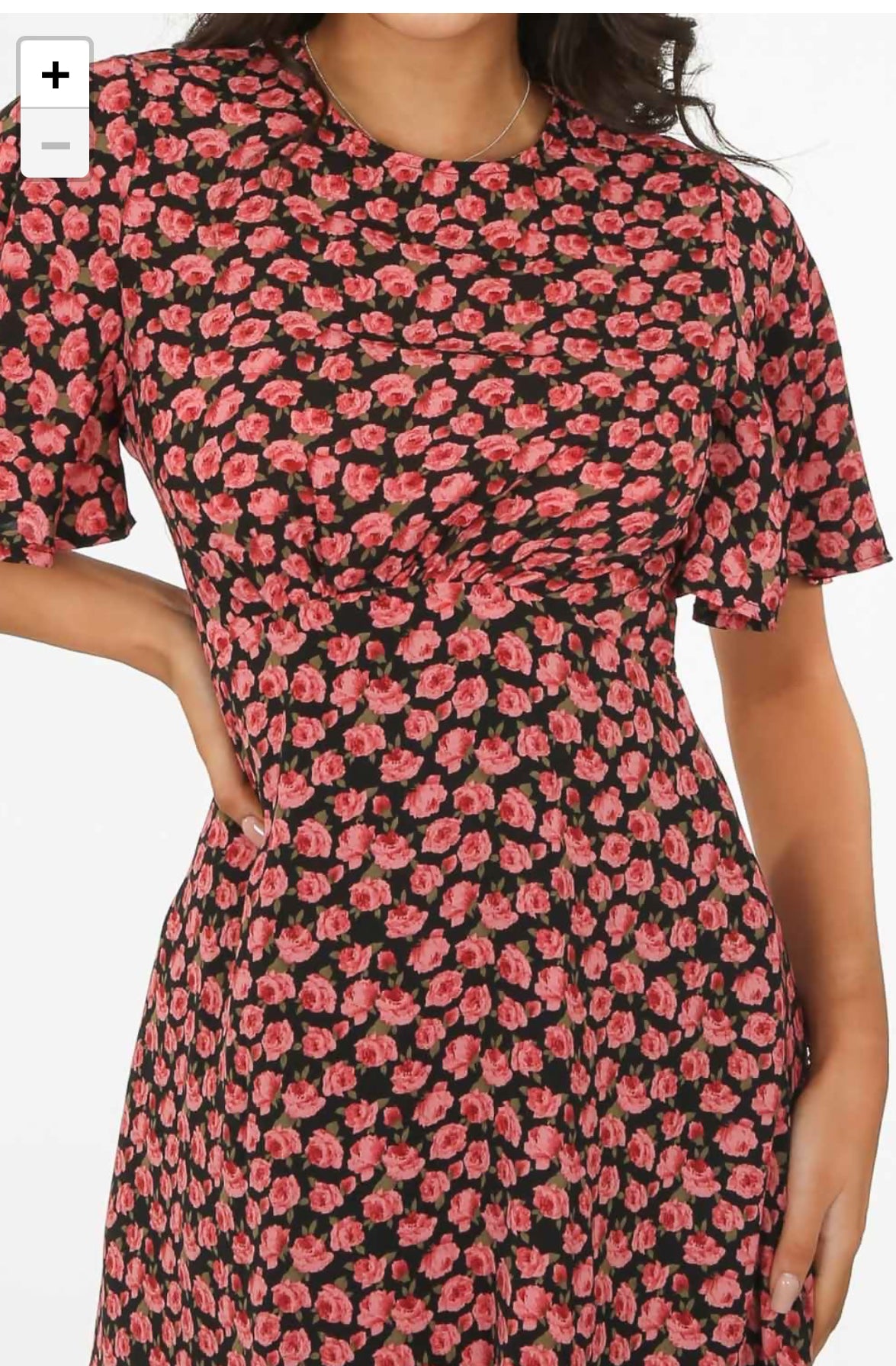 ‘Nina’ Rose Print Open Back Dress