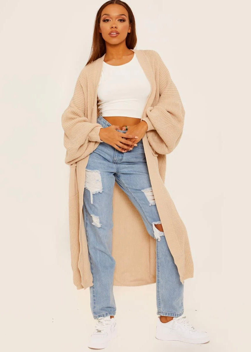 ‘Myla’ Beige Longline Cardigan