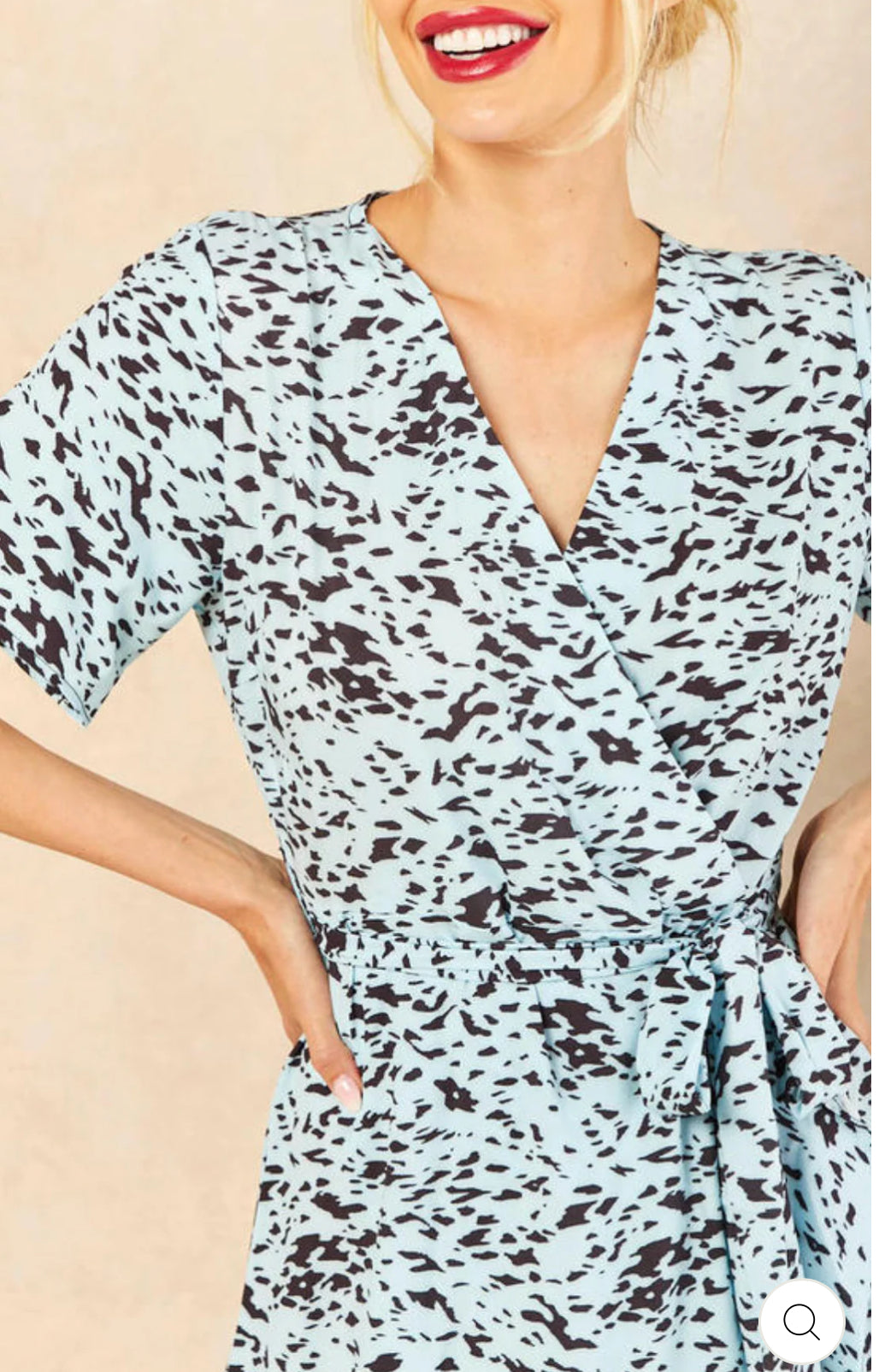 ‘Anna’ Blue Printed Wrap Dress