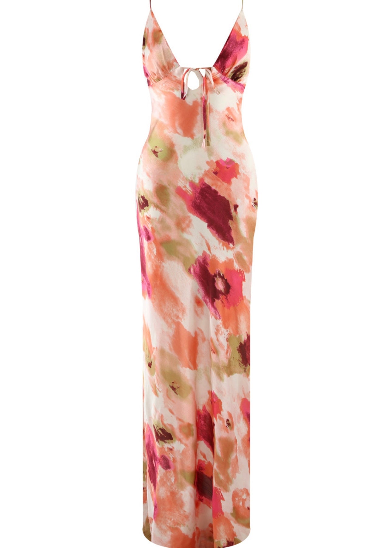‘Eliza’ Satin Cut Out Back Maxi Dress
