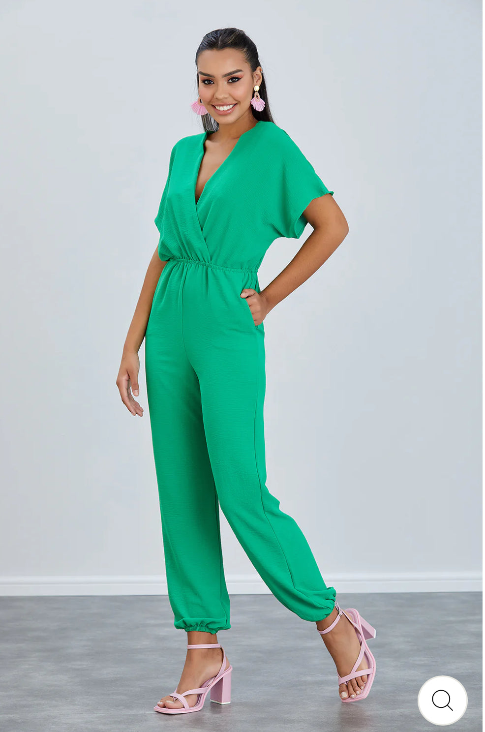 ‘Olivia’ Batwing Jumpsuit in Green