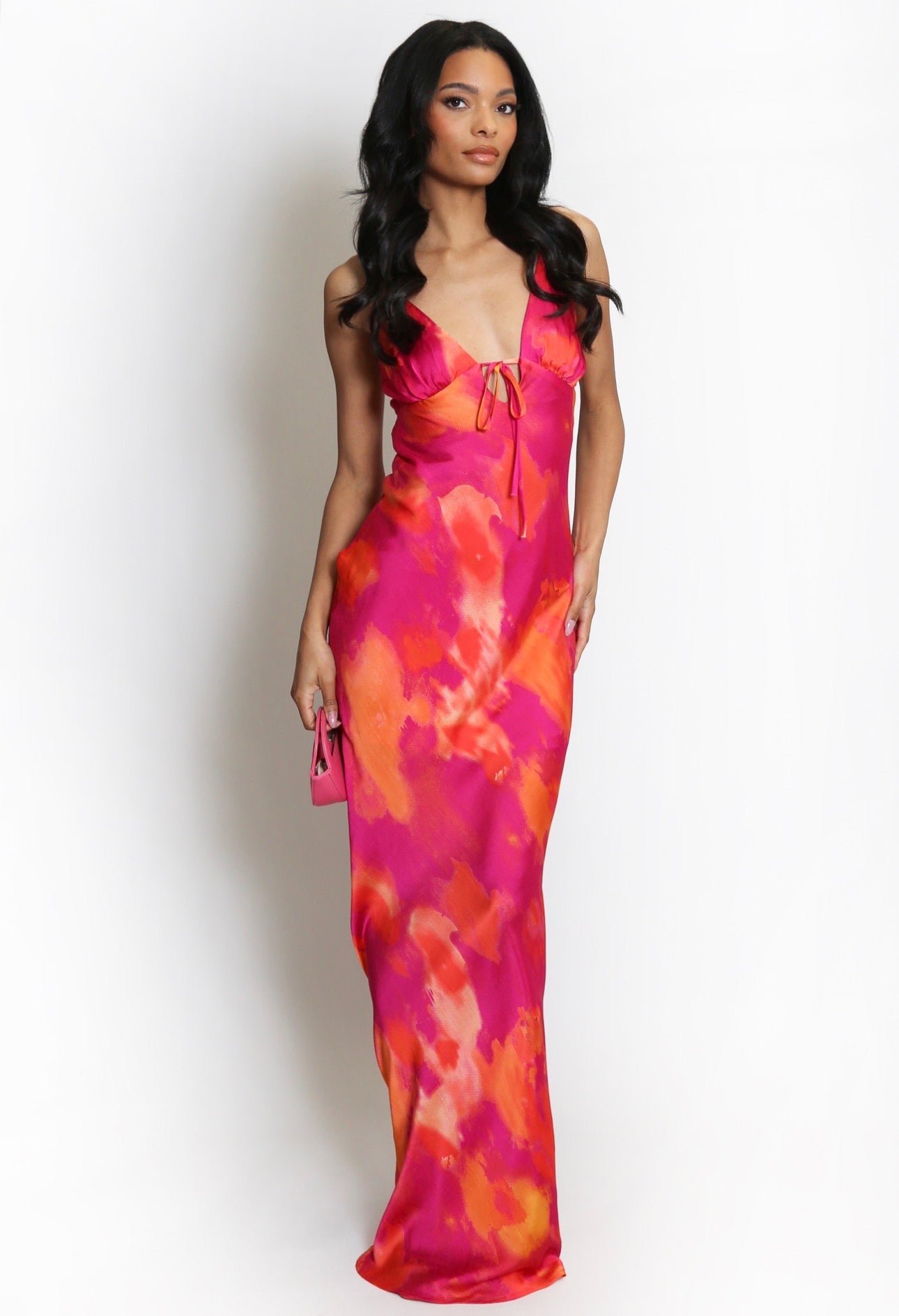 ‘Eliza’ Watercolour Dress in Coral/Pink