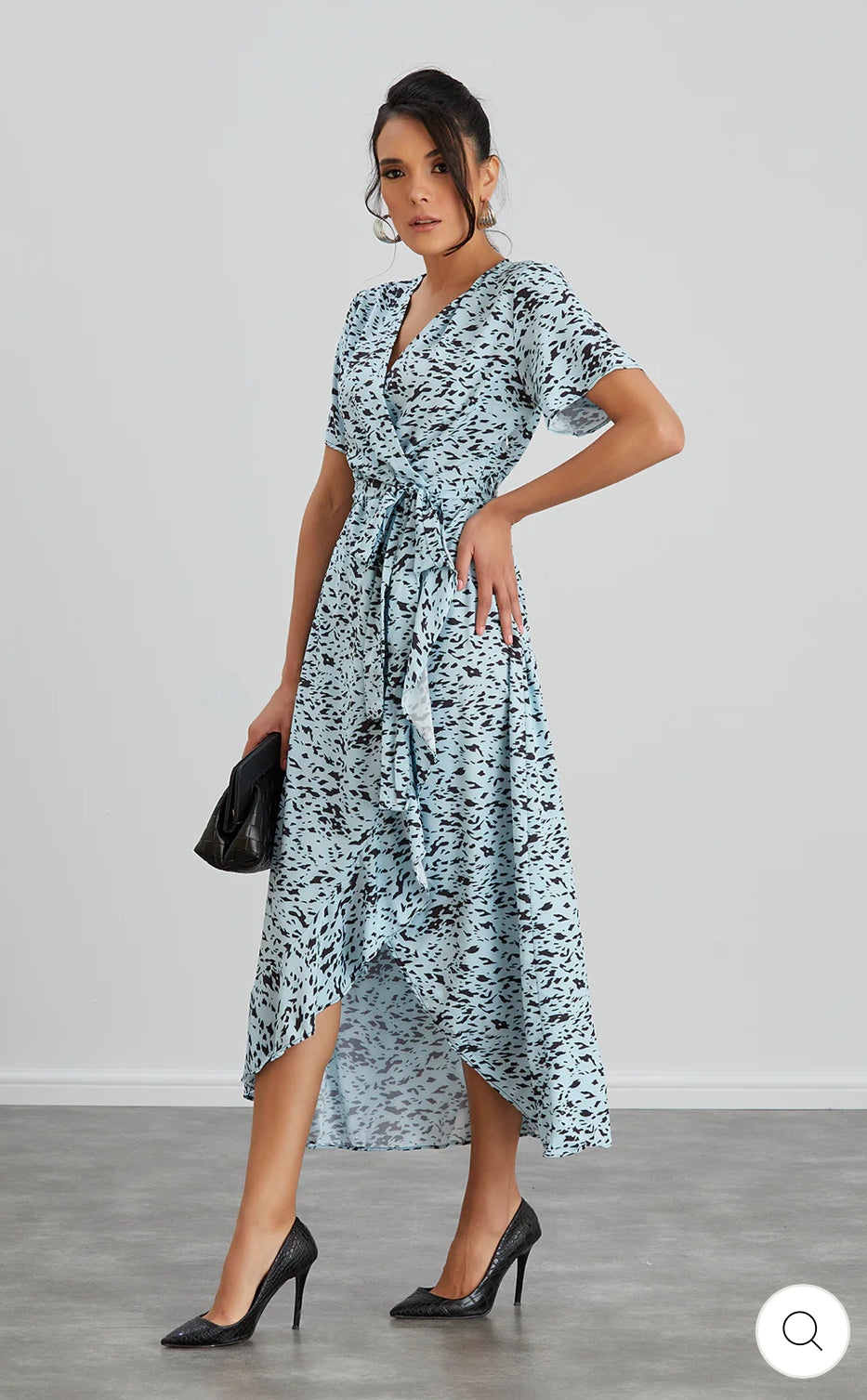‘Anna’ Blue Printed Wrap Dress