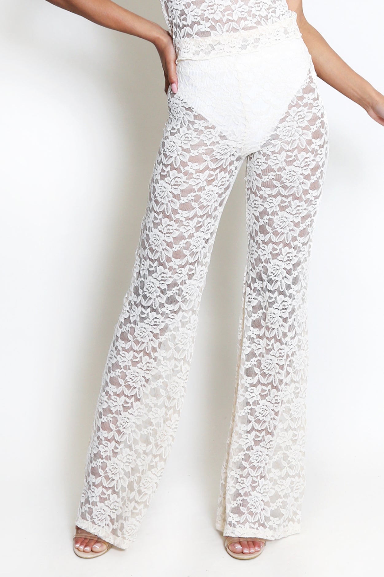 ‘Viccy’ Cream Lace Trousers