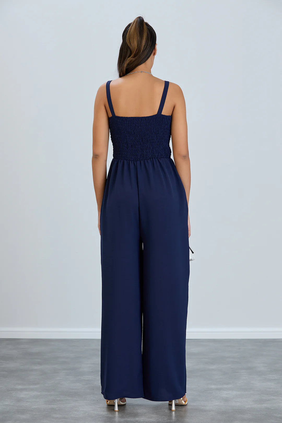 ‘Eleanor’ Navy Elasticated Jumpsuit
