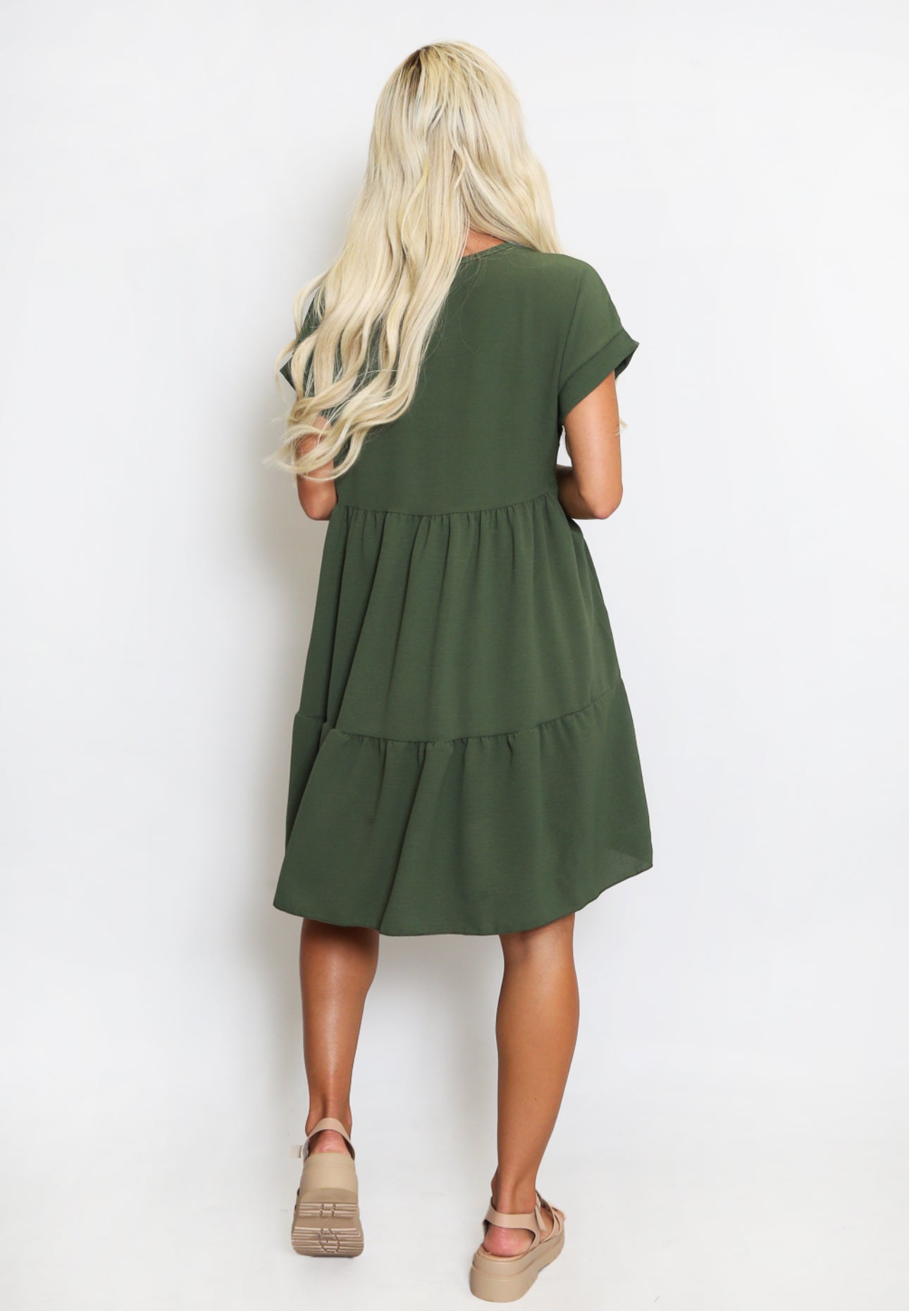 ‘Gina’ Khaki Smock Dress