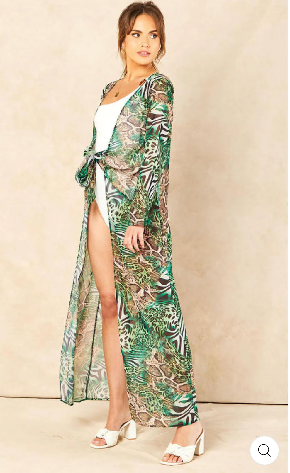 ‘Jojo’ Animal Print Kimono in Green
