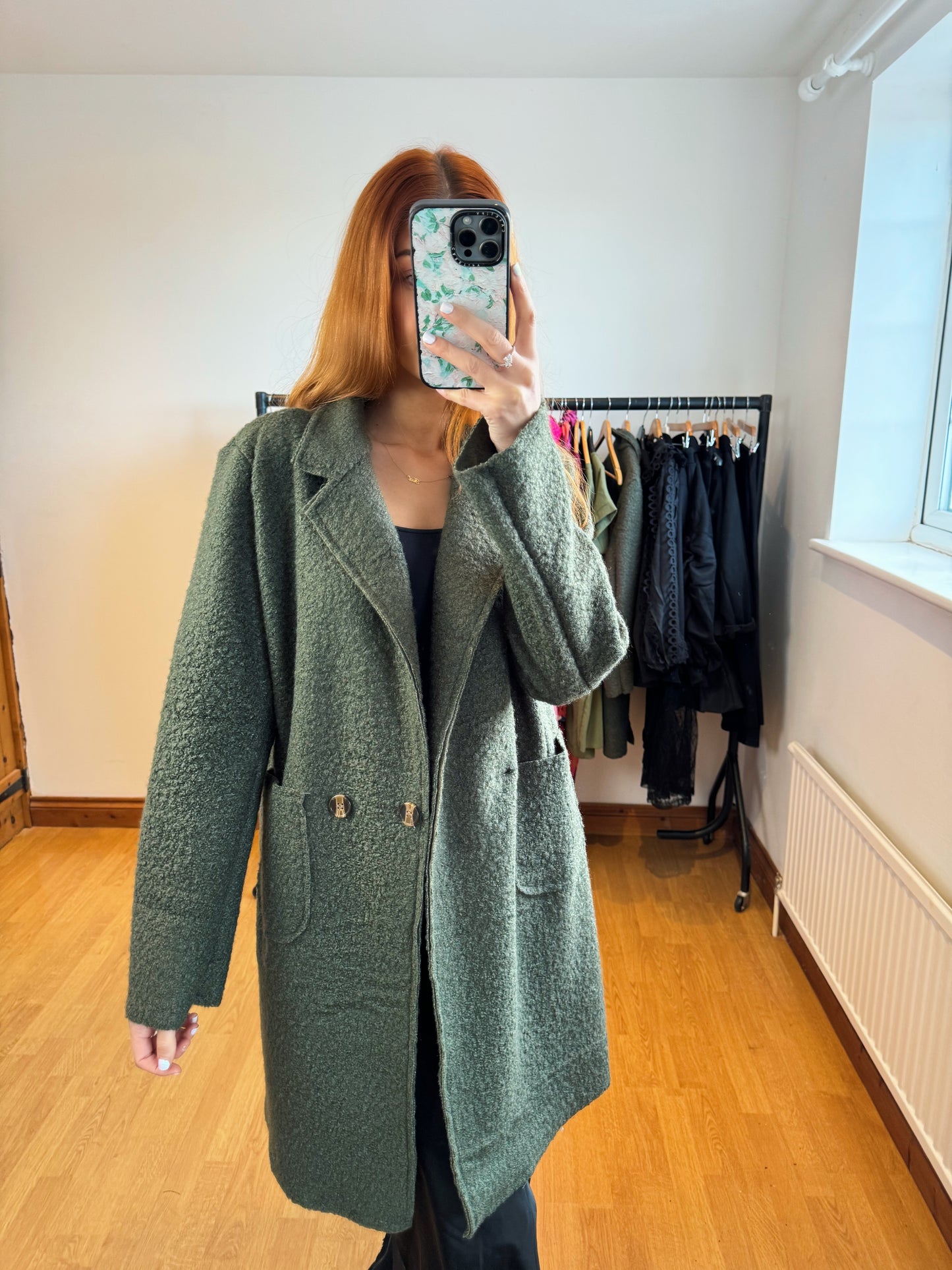 ‘Hattie’ Khaki Lightweight Teddy Coat