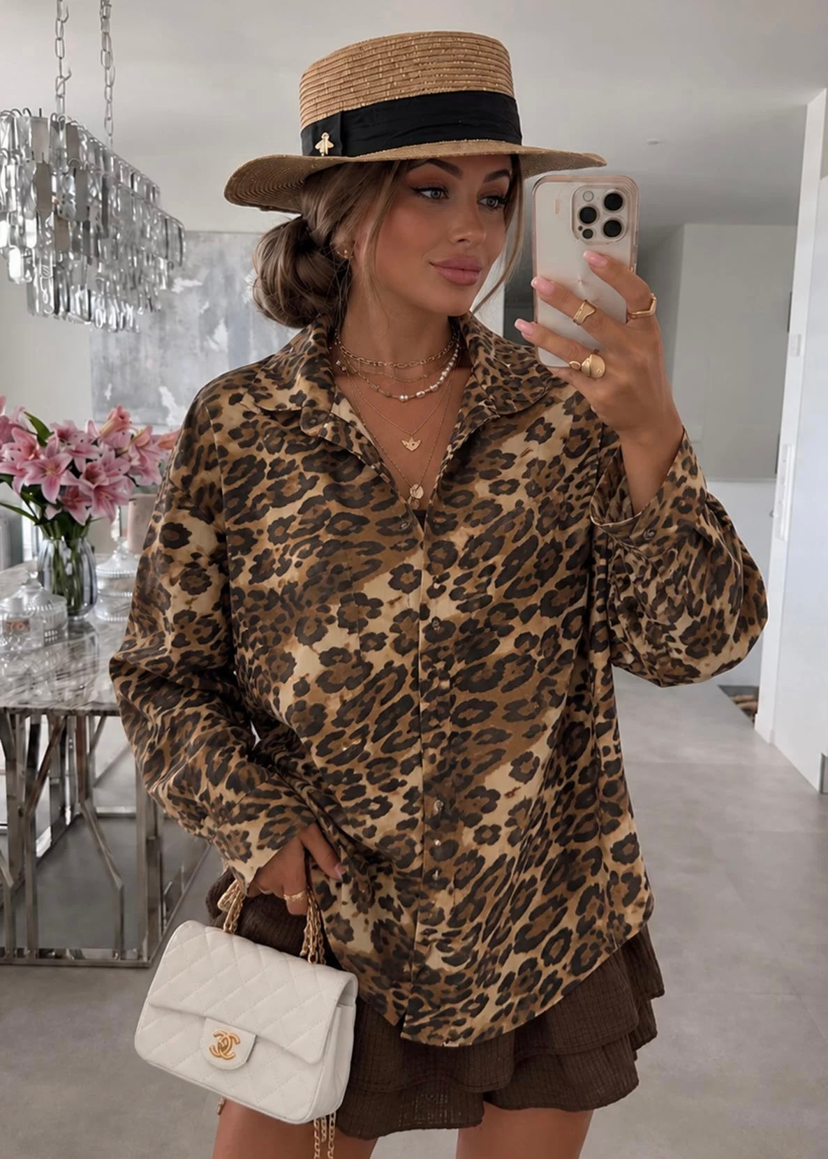 ‘Leisha’ Leopard Oversized Blouse