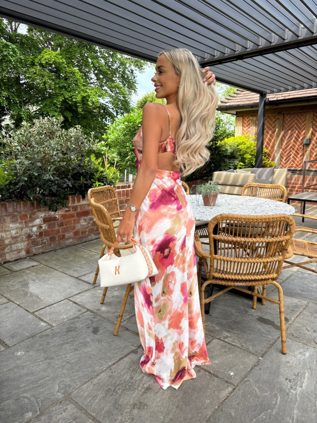 ‘Eliza’ Satin Cut Out Back Maxi Dress