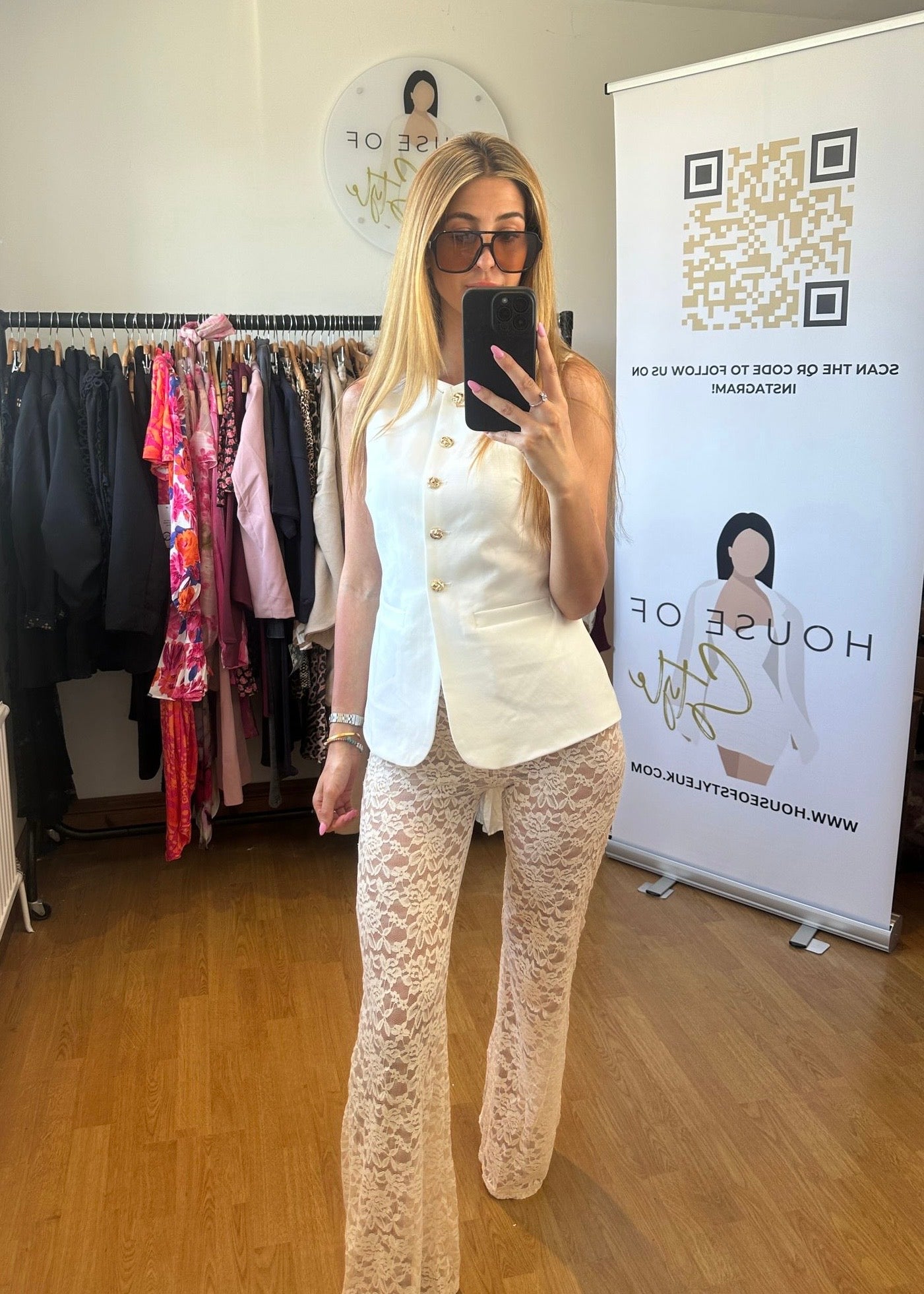 ‘Viccy’ Cream Lace Trousers