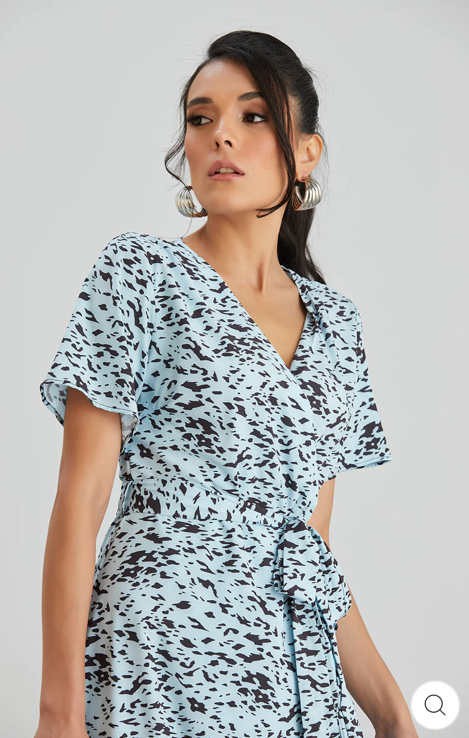‘Anna’ Blue Printed Wrap Dress