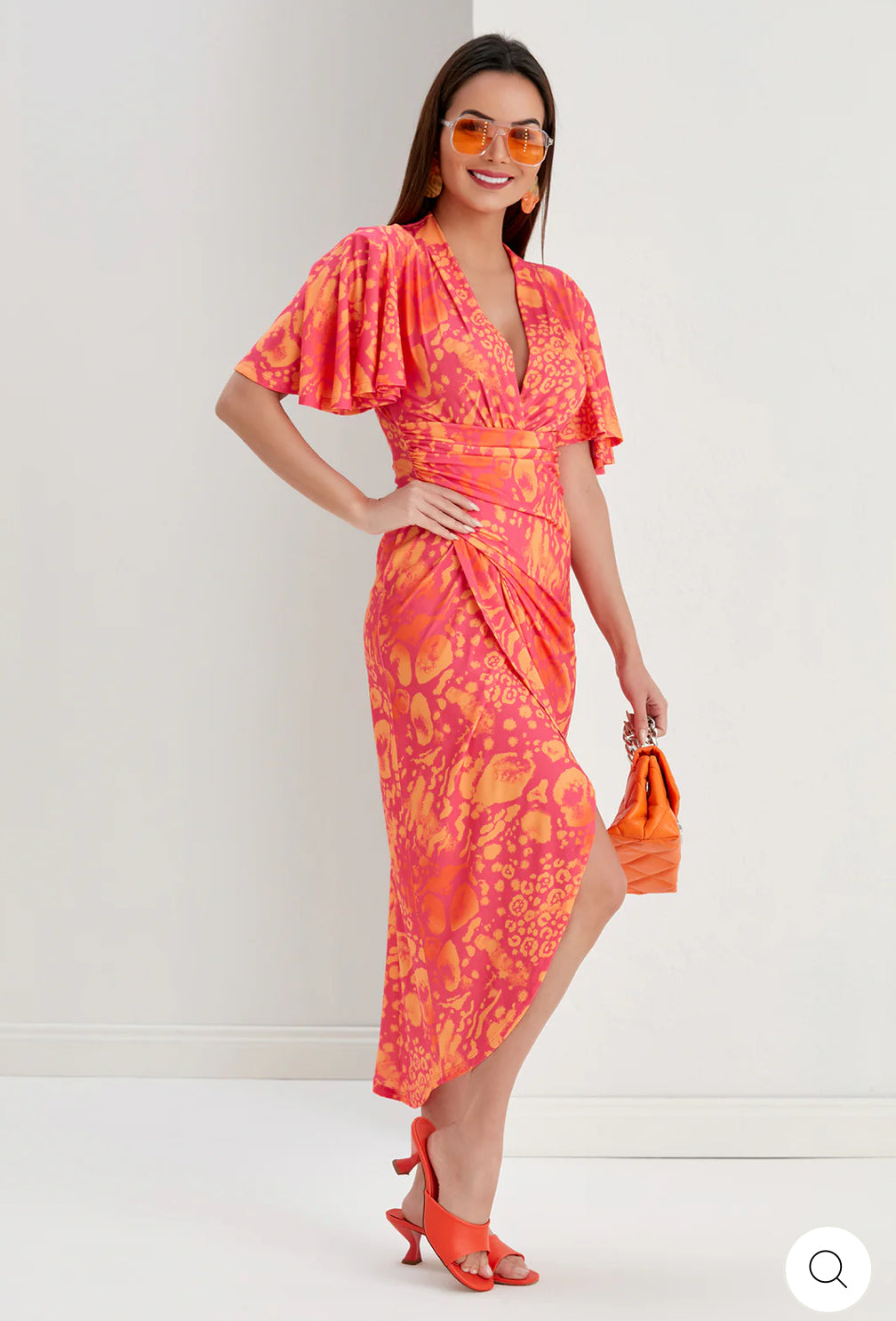 ‘Blake’ Tropical Fuchsia Dress