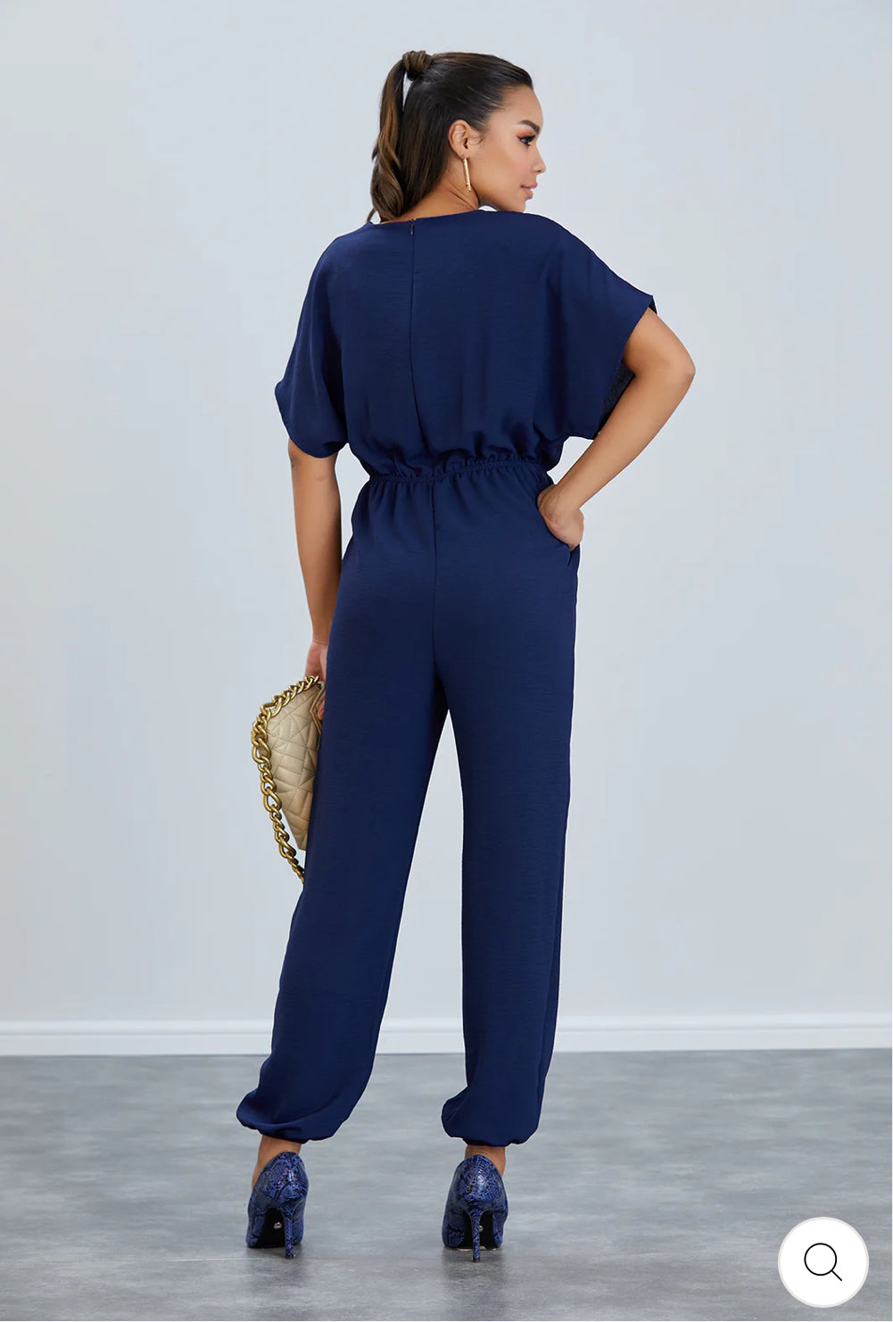 ‘Olivia’ Batwing Jumpsuit in Navy