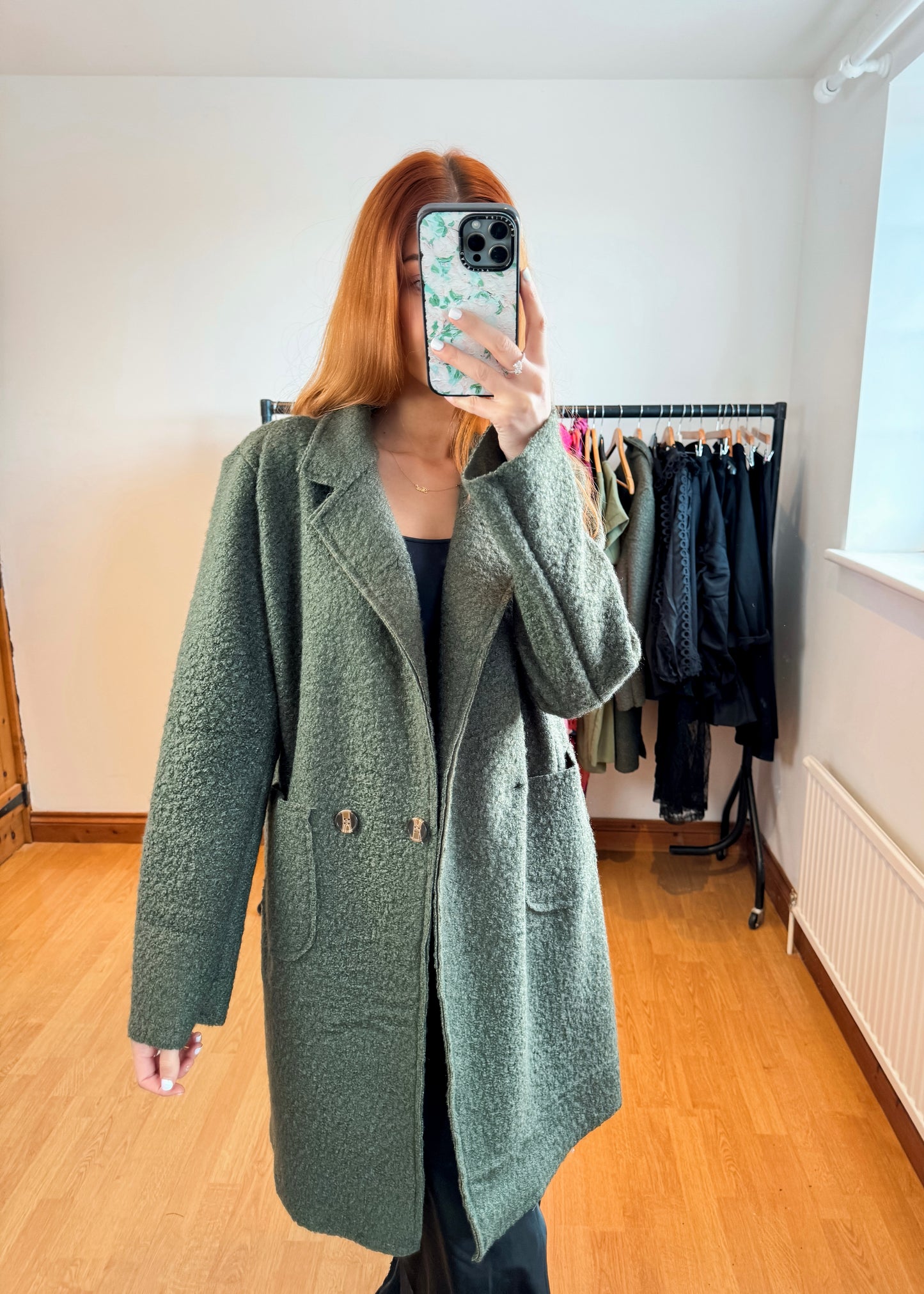 ‘Hattie’ Khaki Lightweight Teddy Coat