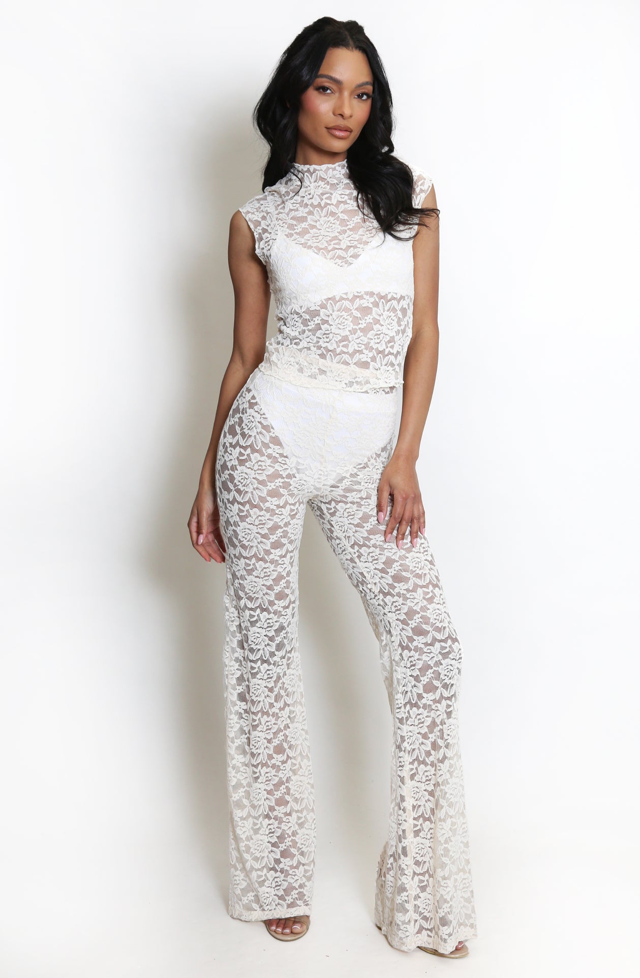 ‘Viccy’ Cream Lace Trousers