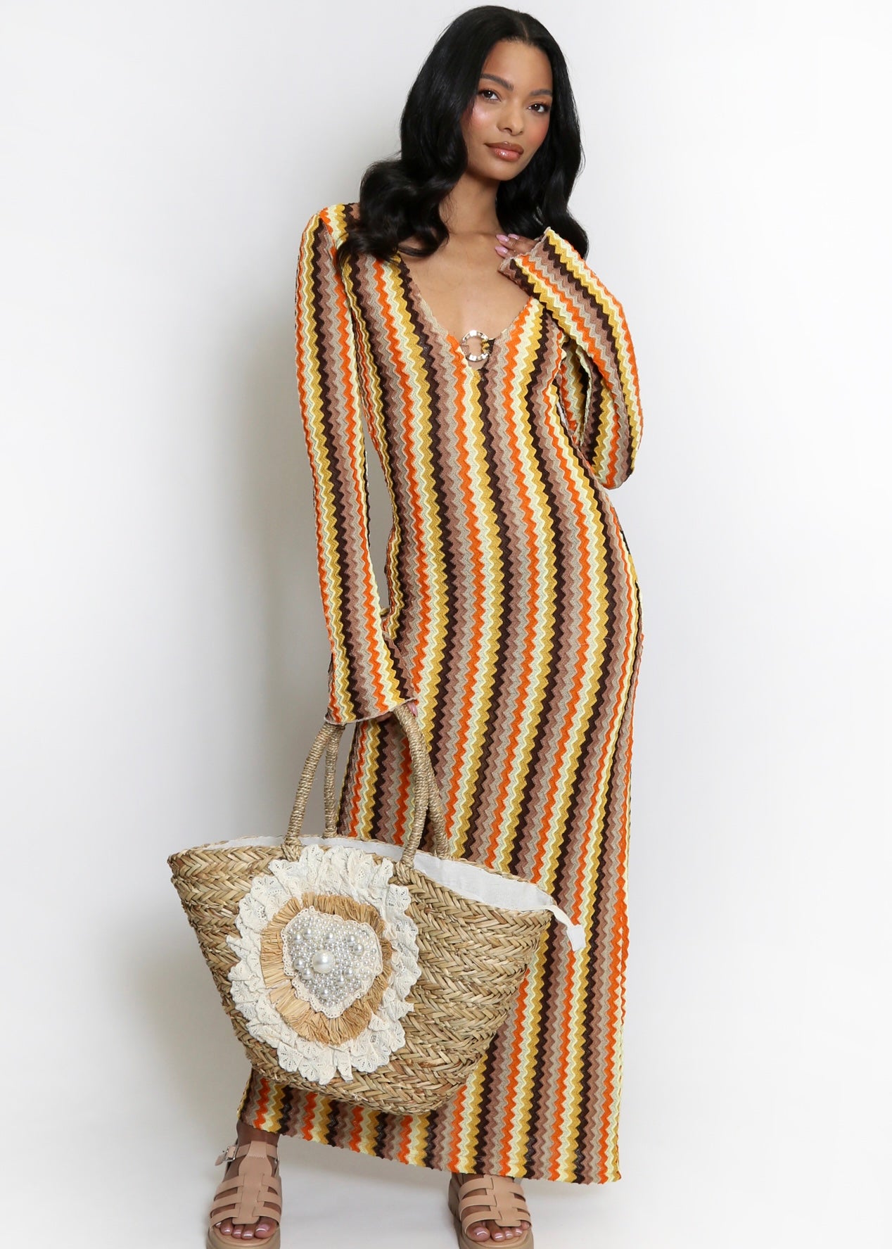 ‘Mila’ Zig Zag Ring Detail Dress