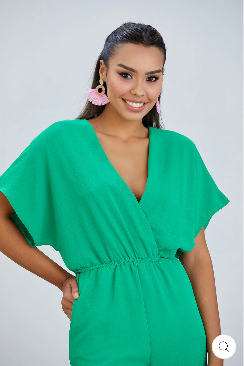‘Olivia’ Batwing Jumpsuit in Green