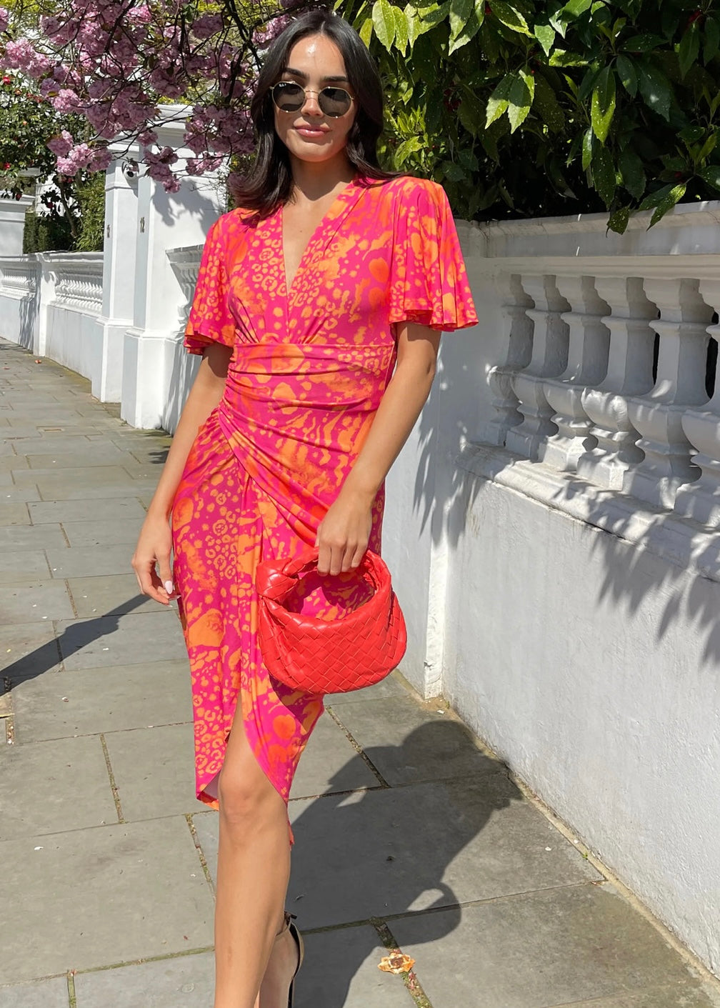 ‘Blake’ Tropical Fuchsia Dress