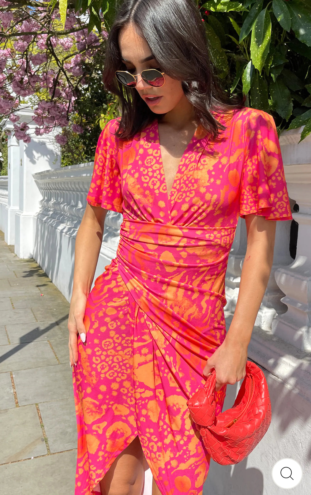 ‘Blake’ Tropical Fuchsia Dress