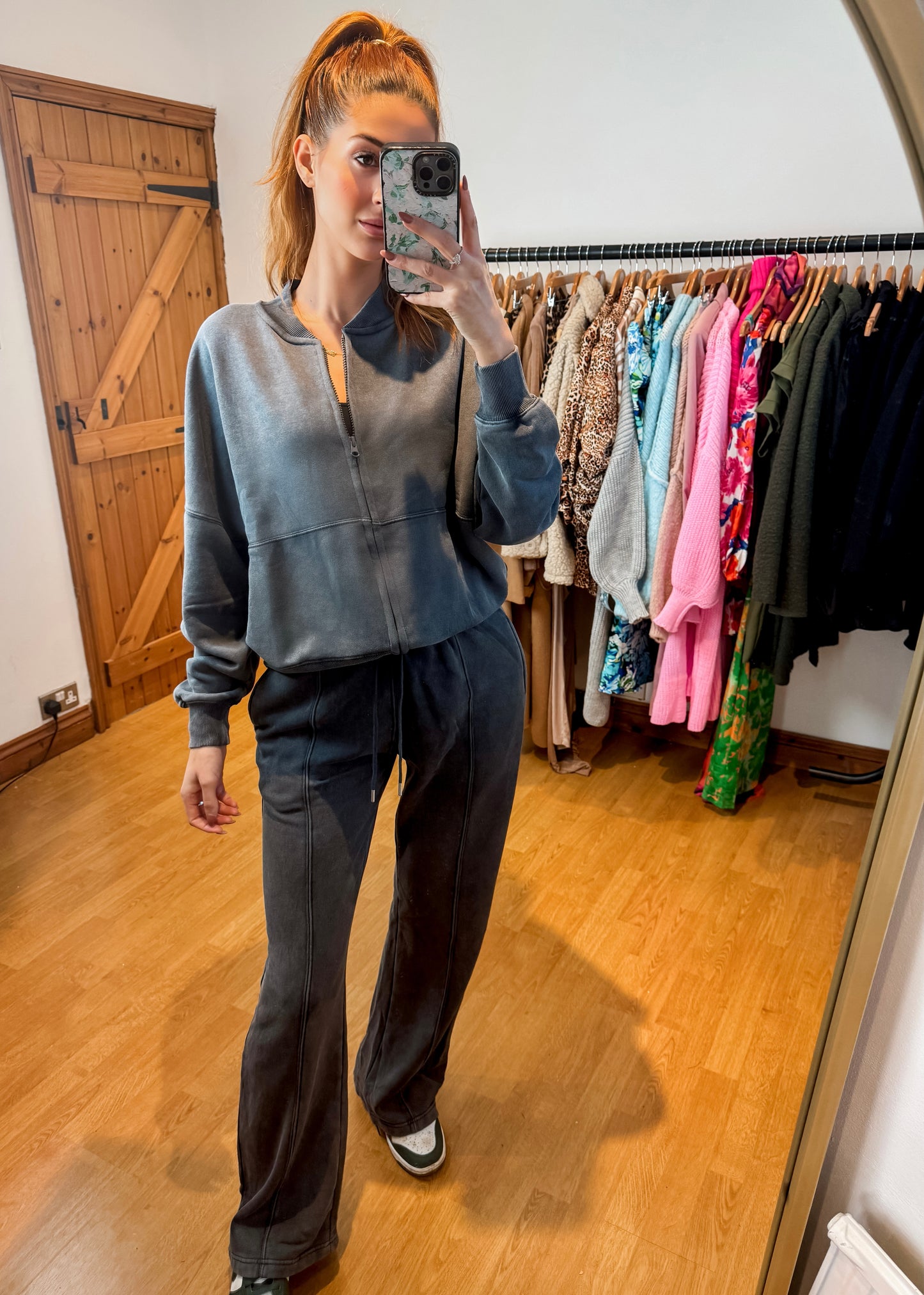 ‘Susie’ Distressed Bomber jacket & Trouser set
