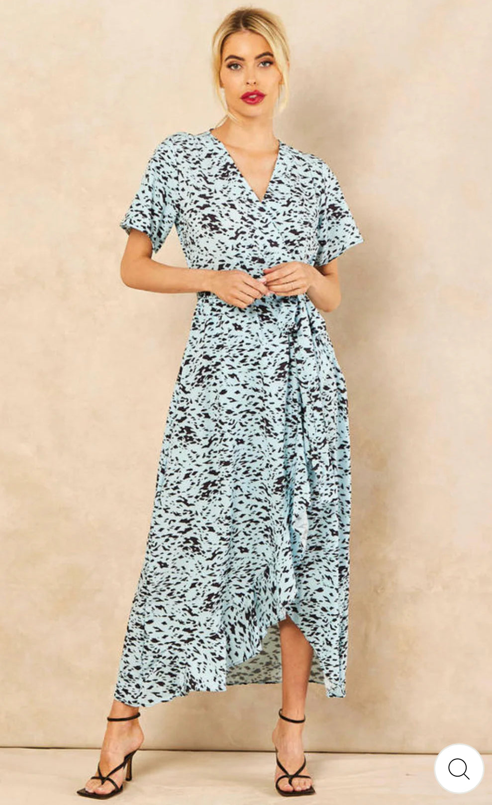 ‘Anna’ Blue Printed Wrap Dress