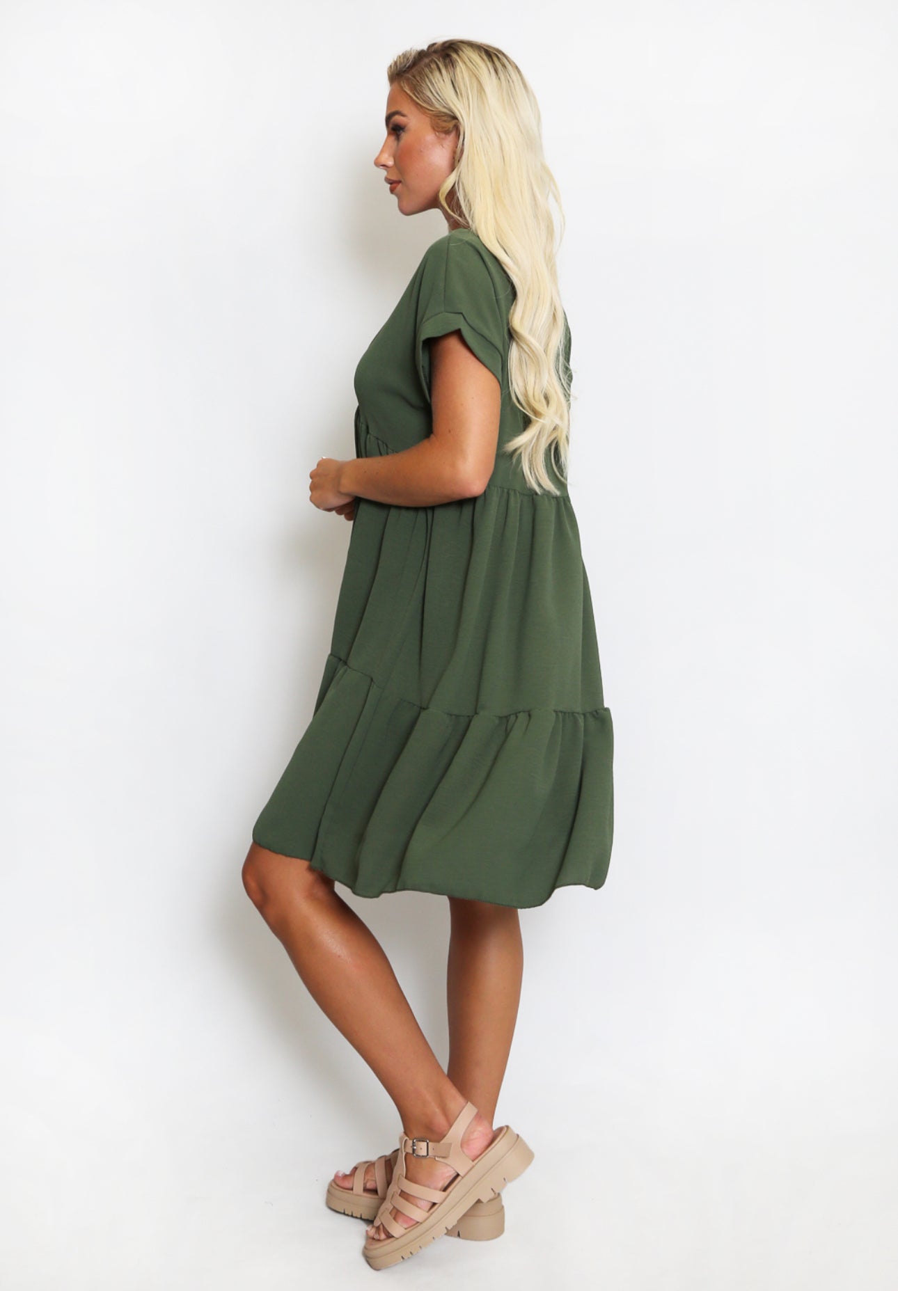 ‘Gina’ Khaki Smock Dress