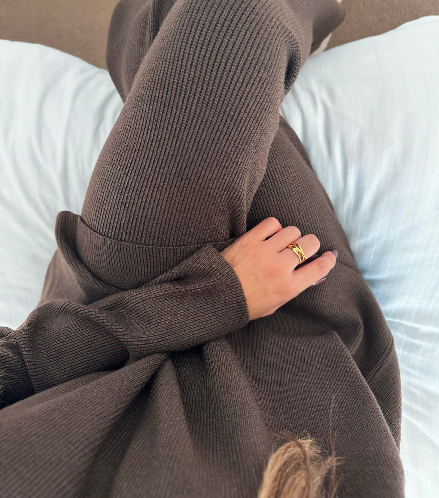 ‘Cara’ Brown V-Neck Loungewear