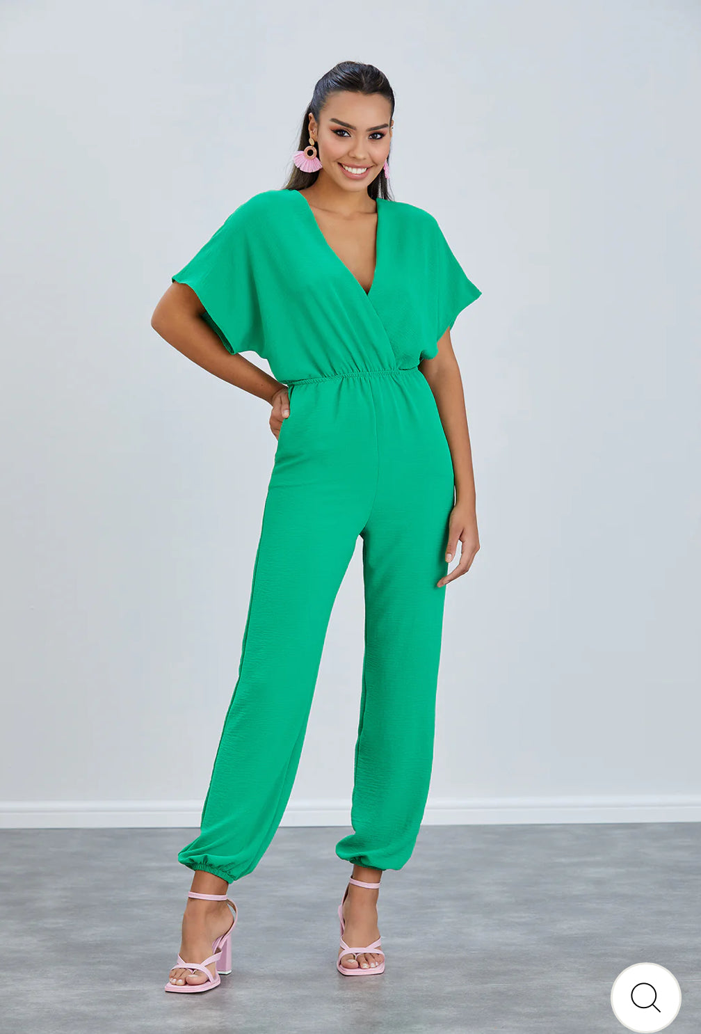 ‘Olivia’ Batwing Jumpsuit in Green