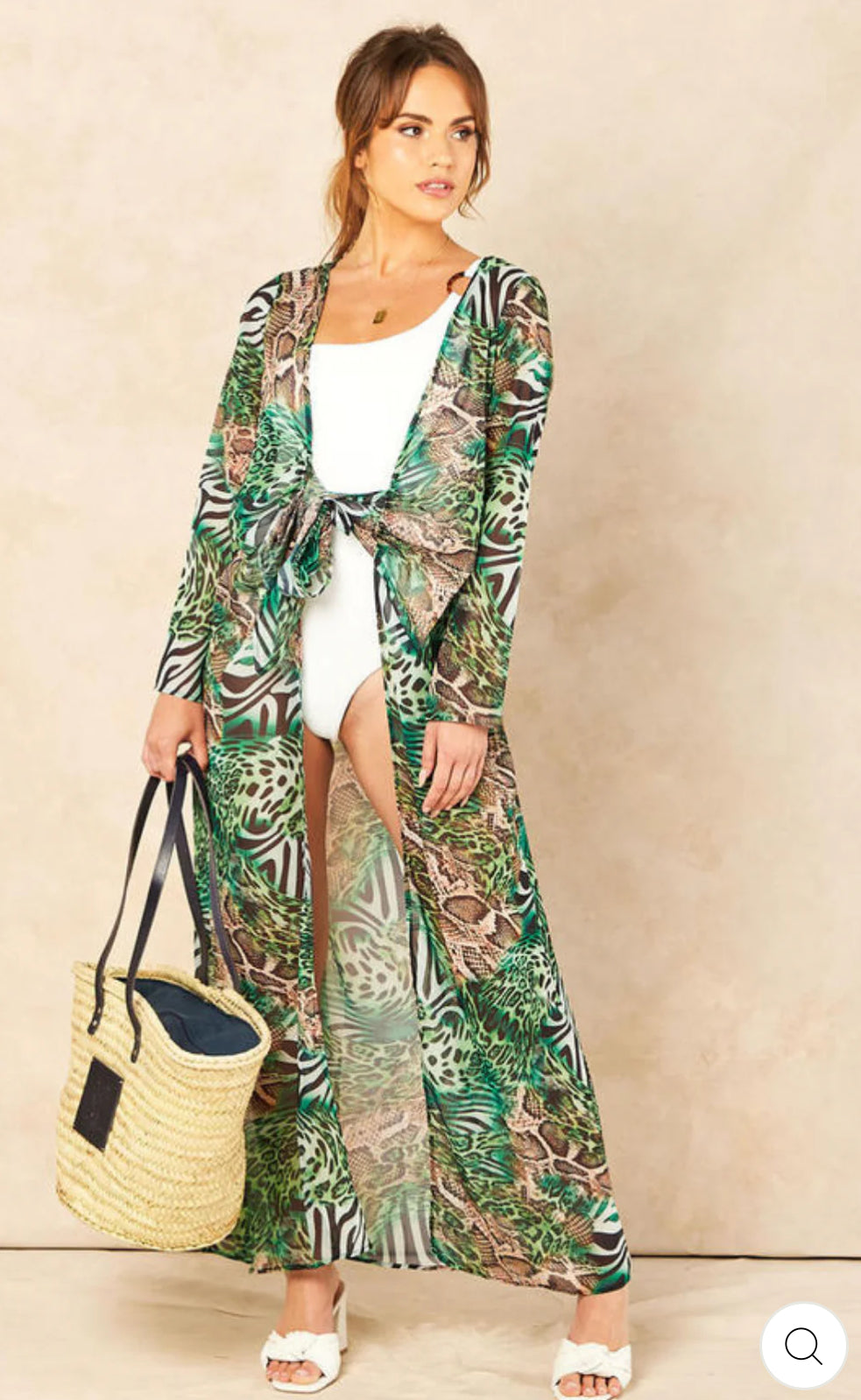 ‘Jojo’ Animal Print Kimono in Green