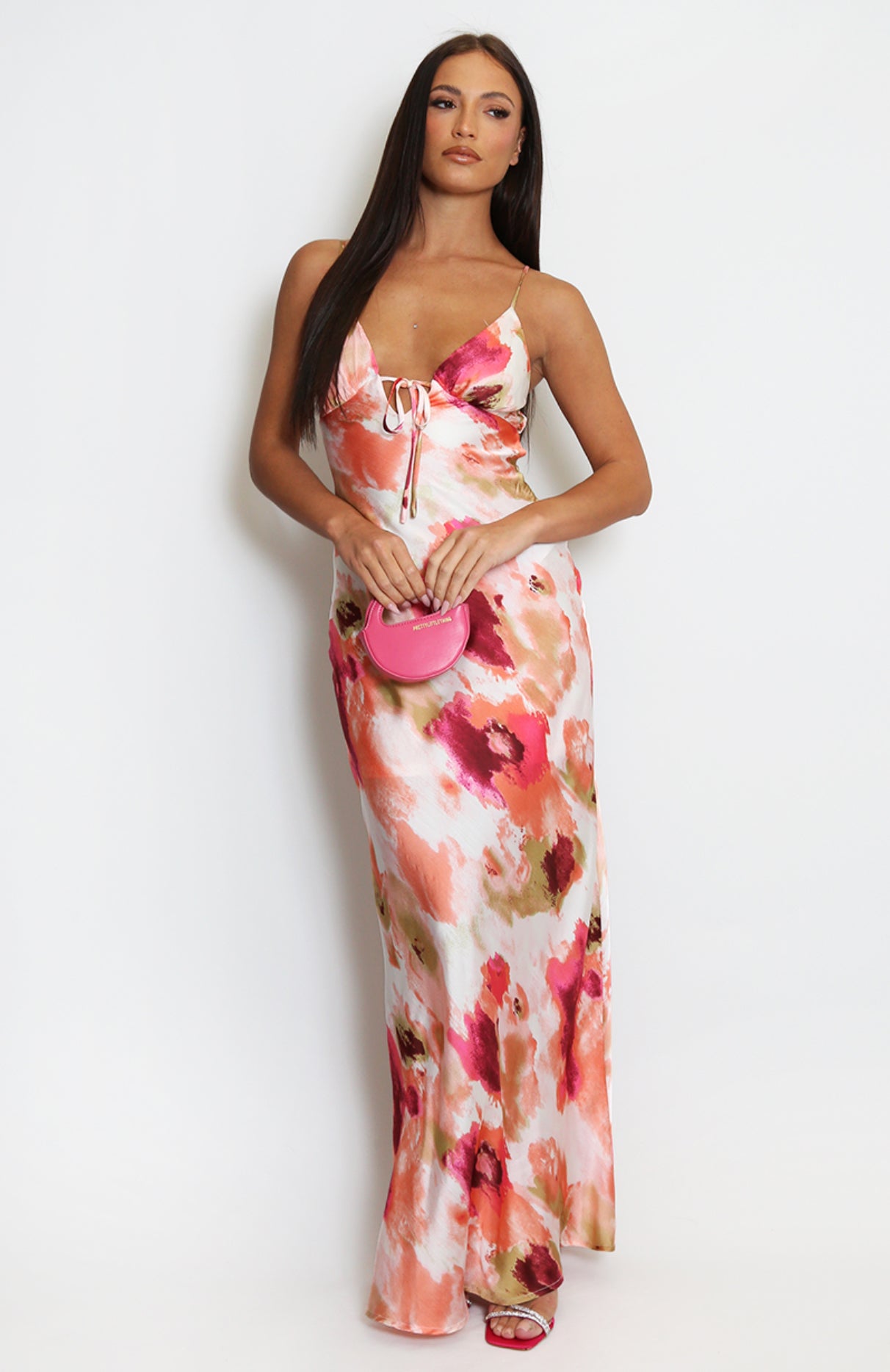 ‘Eliza’ Satin Cut Out Back Maxi Dress