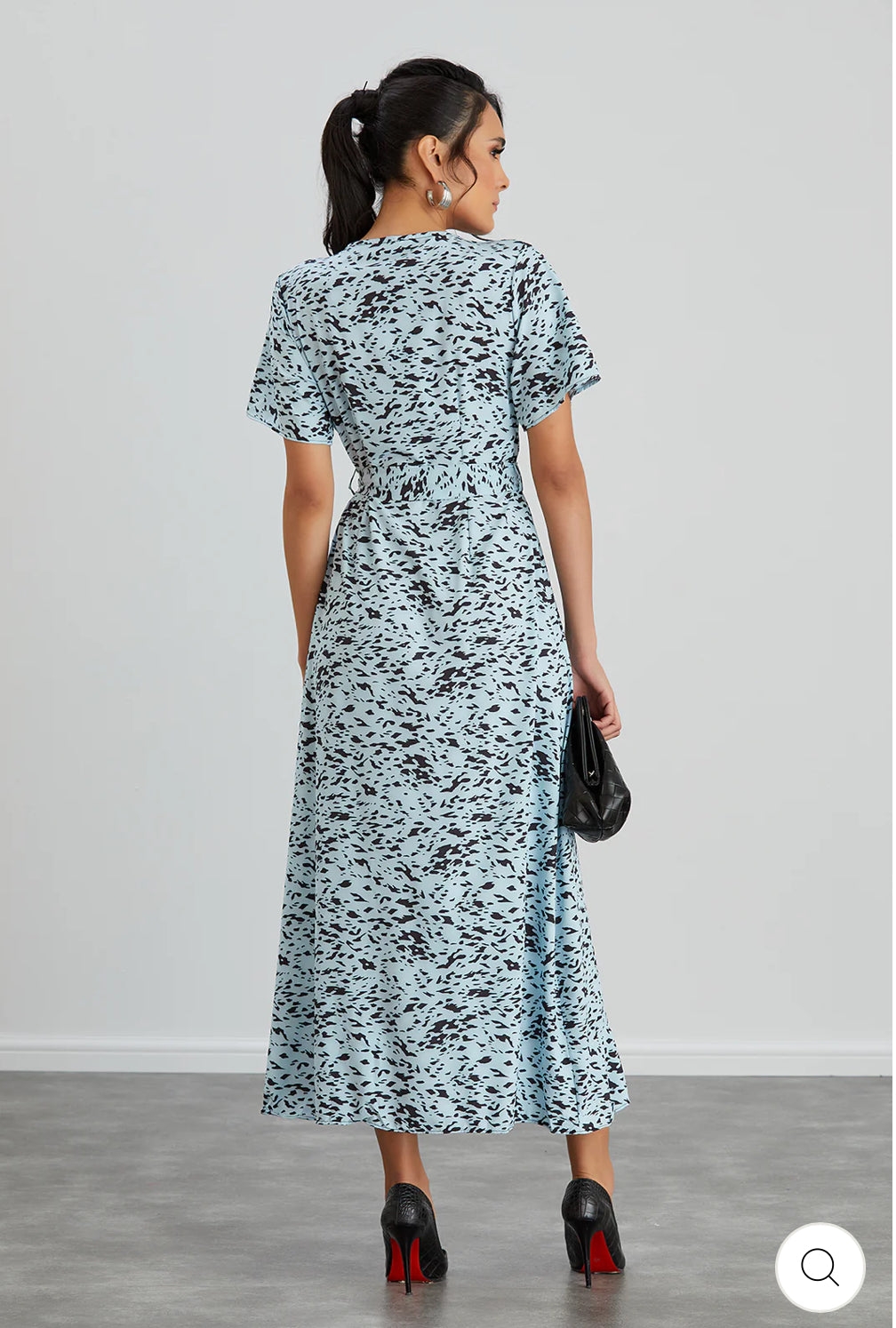 ‘Anna’ Blue Printed Wrap Dress