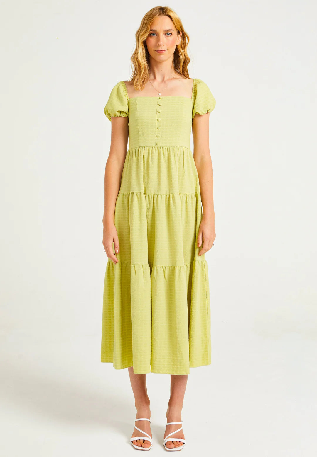 ‘Polly’ Shirred Green Maxi