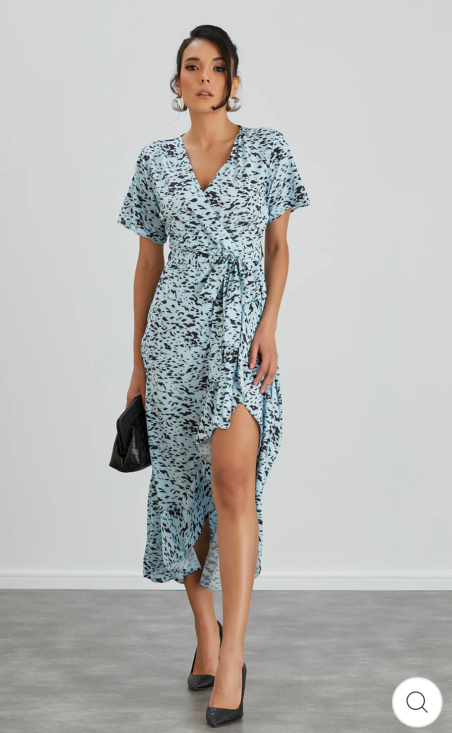‘Anna’ Blue Printed Wrap Dress