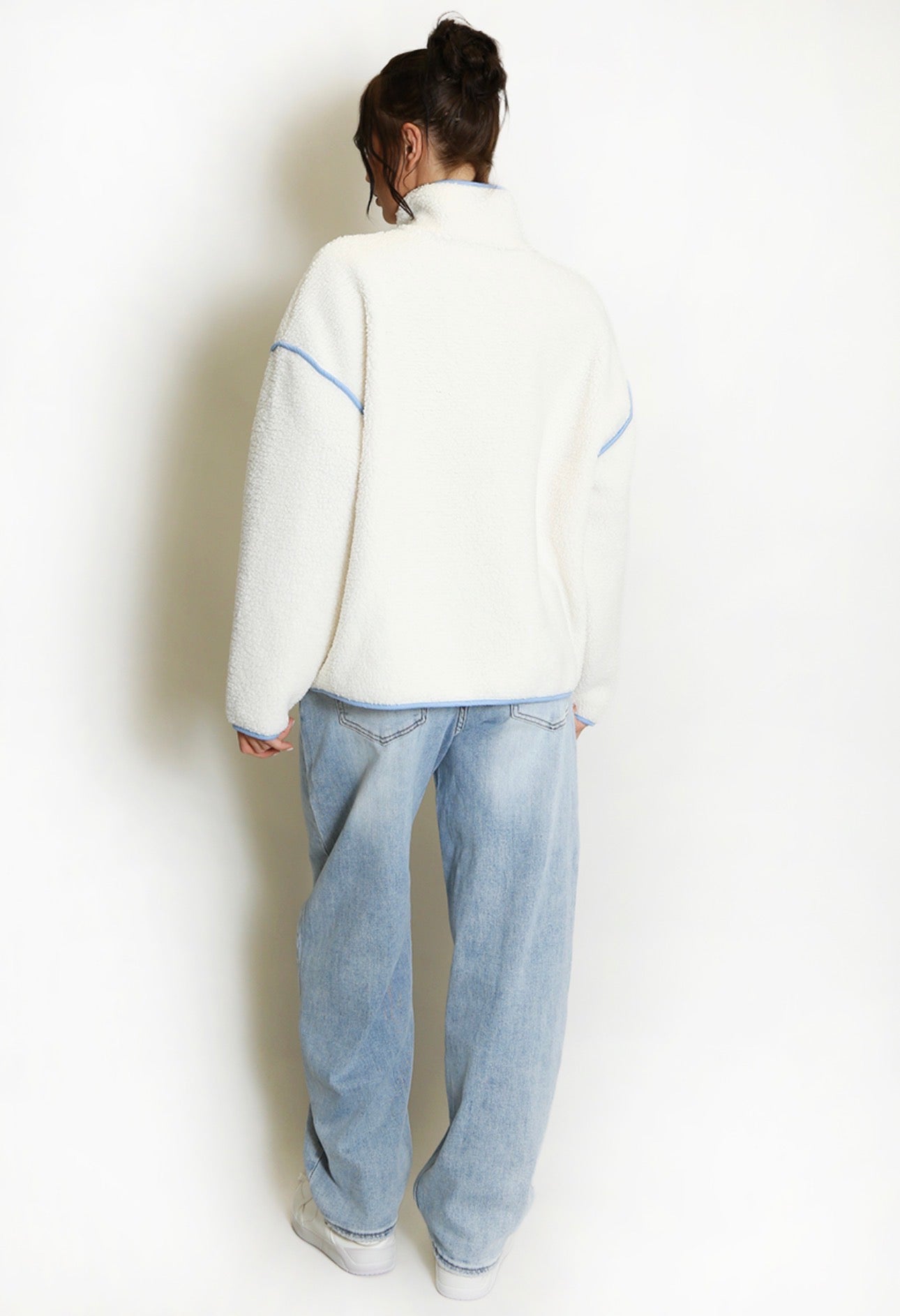 ‘Emilia’ Beige & Blue Fleece