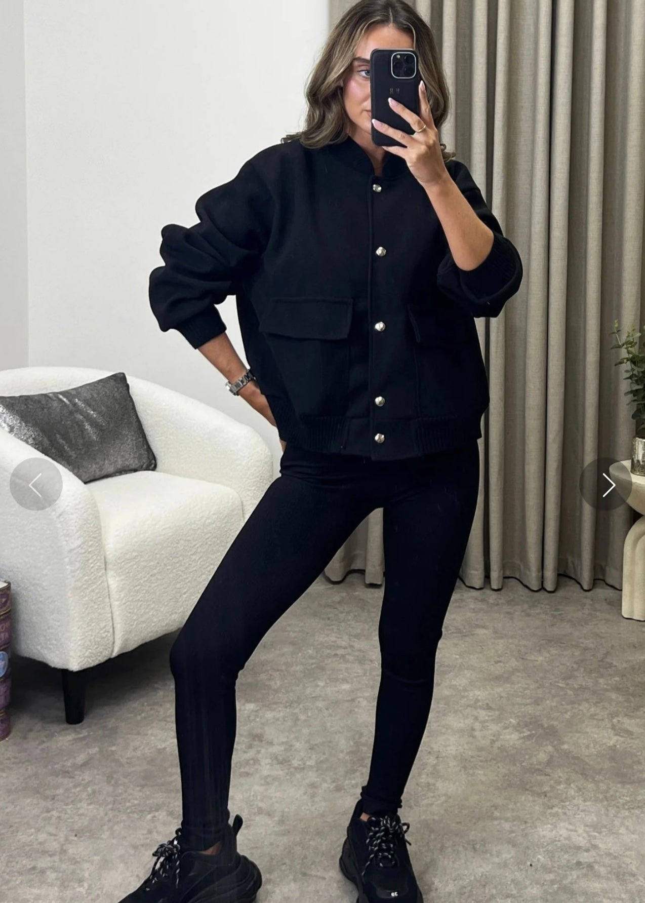 ‘Crystal’ Black Bomber Jacket