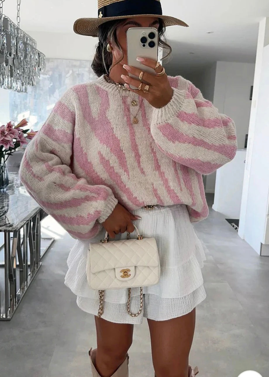 ‘Issy’ Pink Tiger Print Jumper
