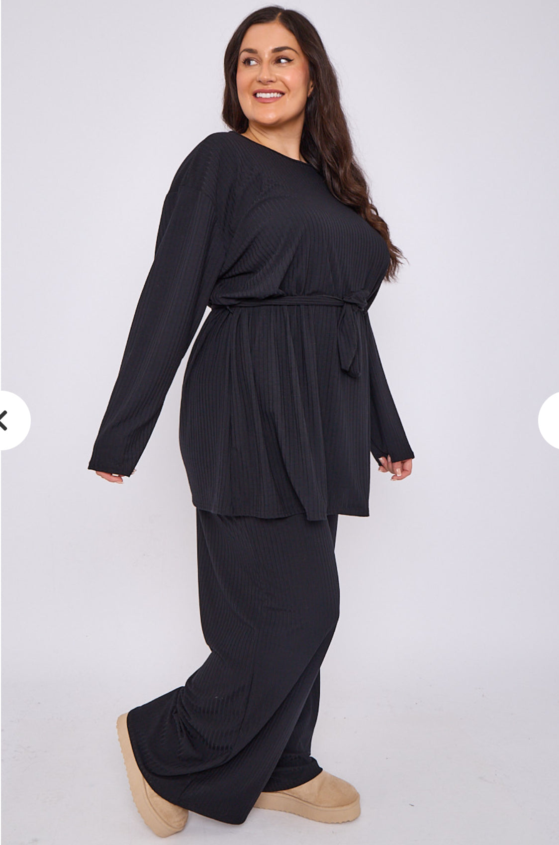 CURVE RANGE ‘Melissa’ Black Tie Waist Loungwear Set