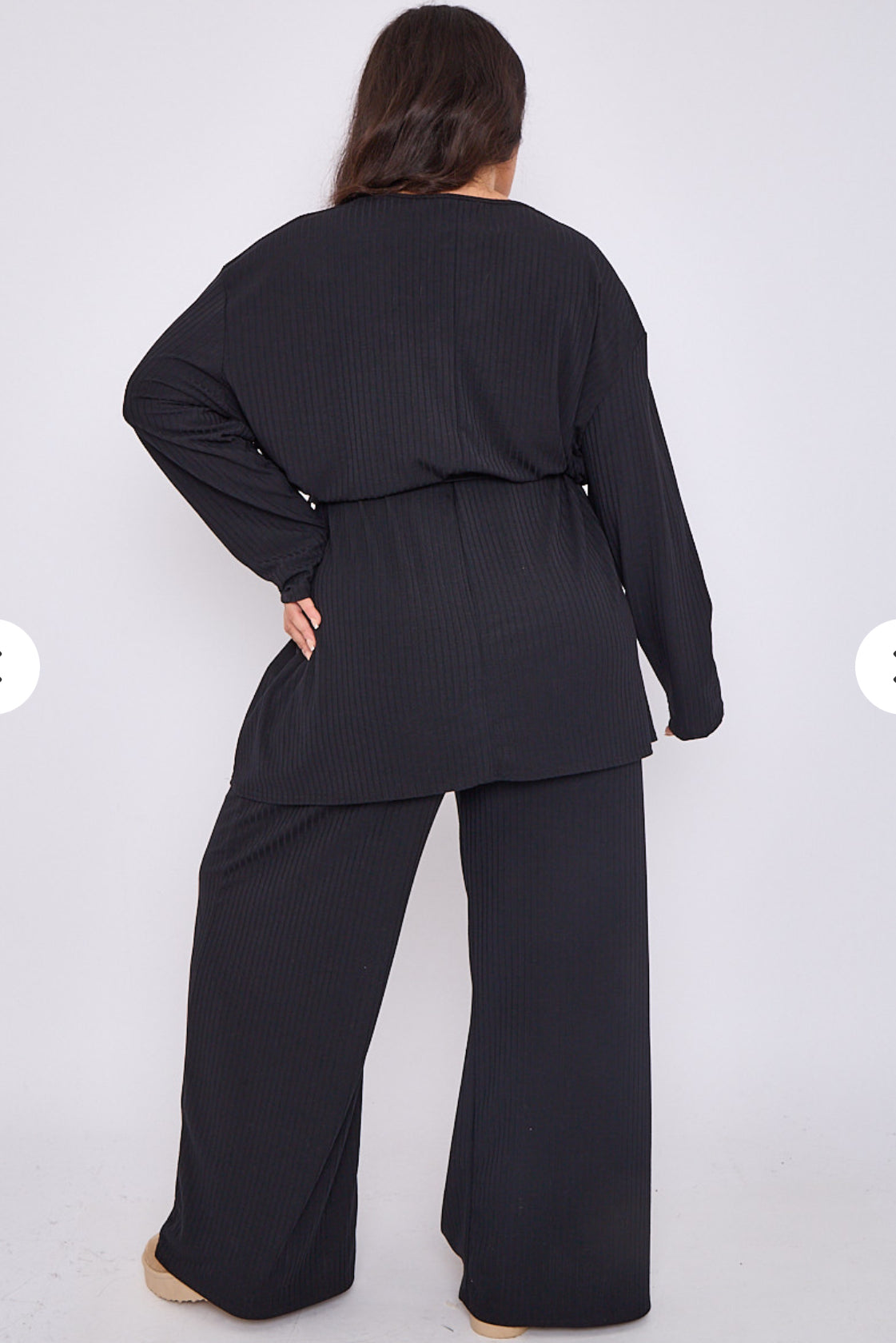 CURVE RANGE ‘Melissa’ Black Tie Waist Loungwear Set