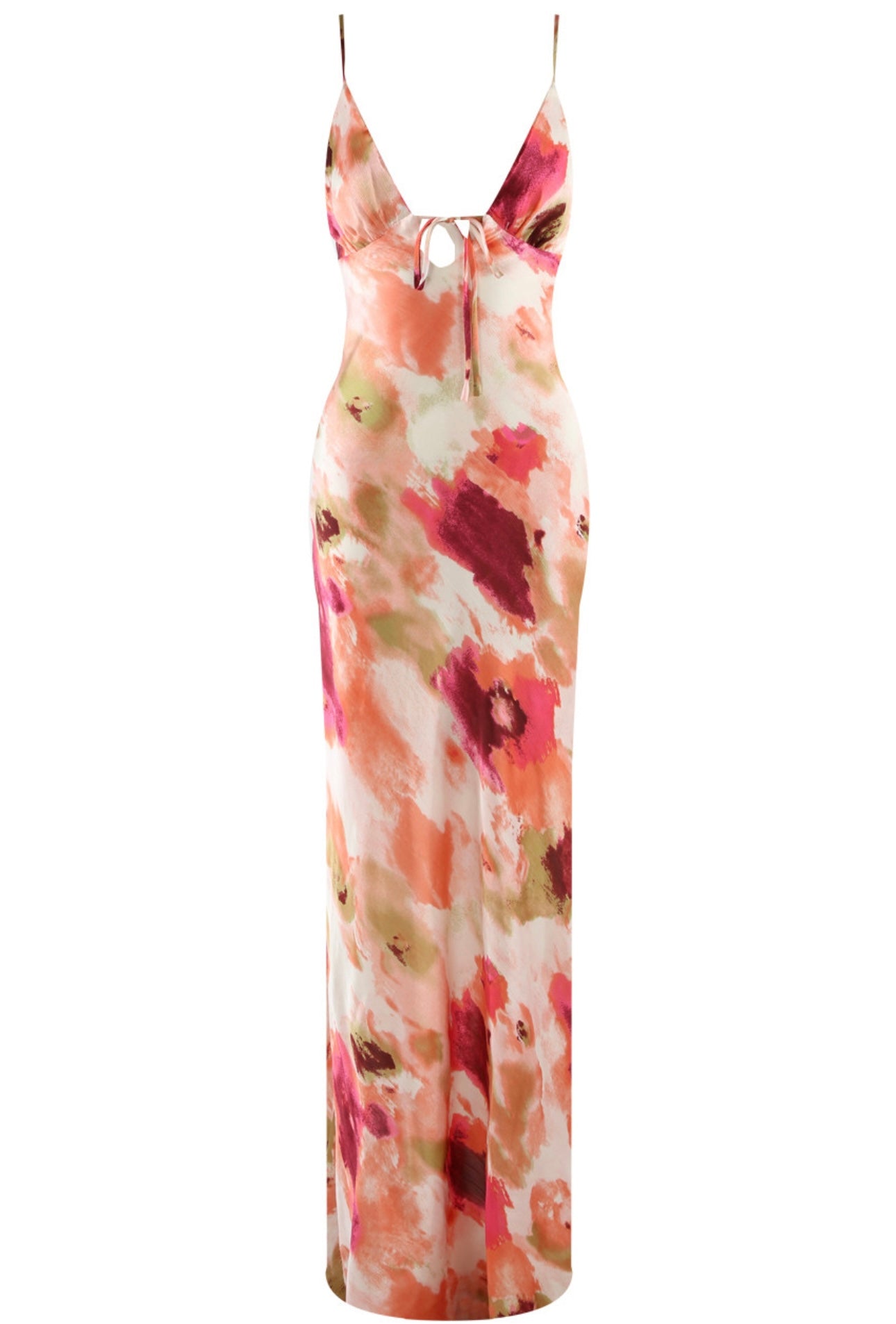‘Eliza’ Satin Cut Out Back Maxi Dress