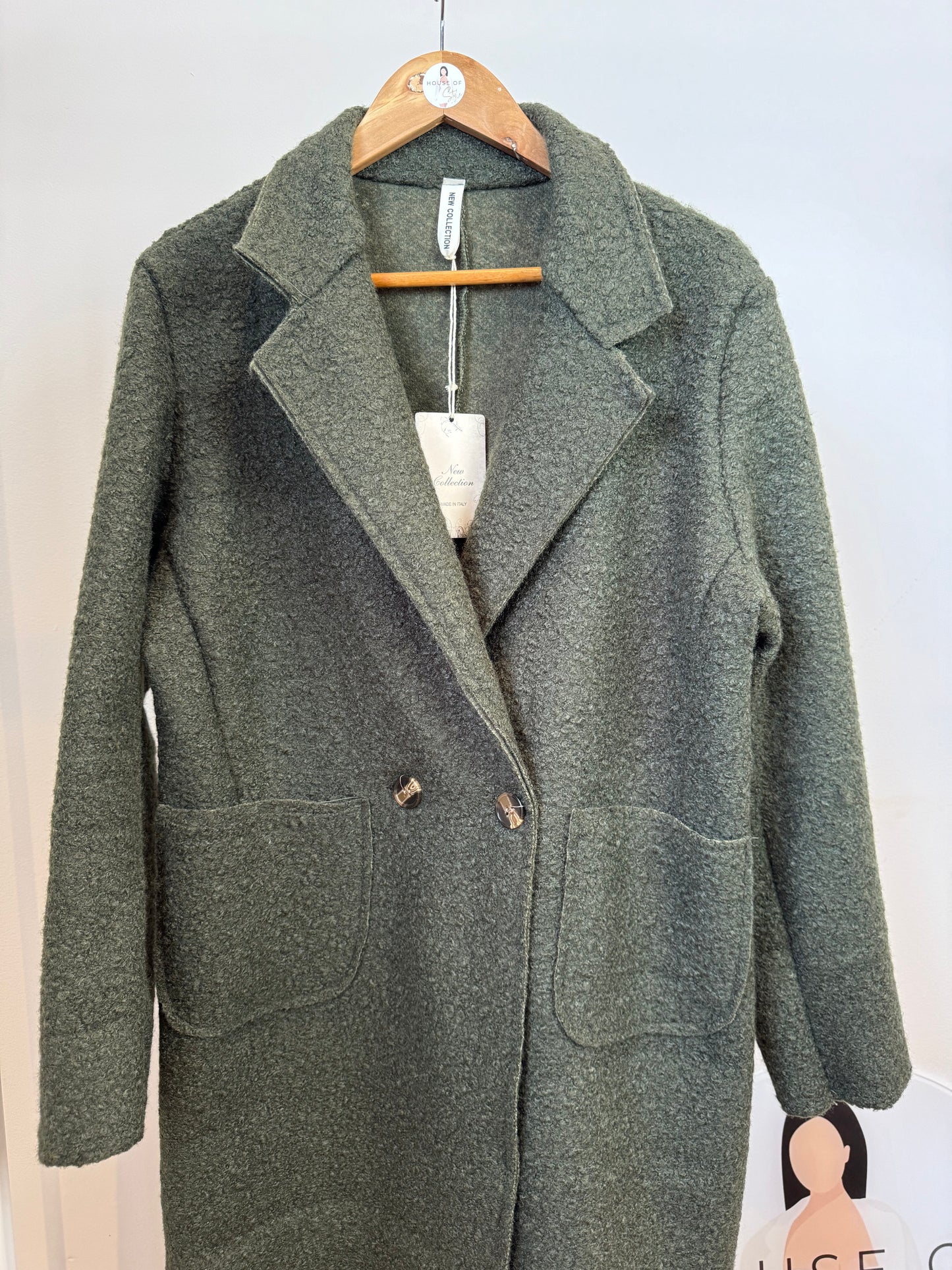 ‘Hattie’ Khaki Lightweight Teddy Coat