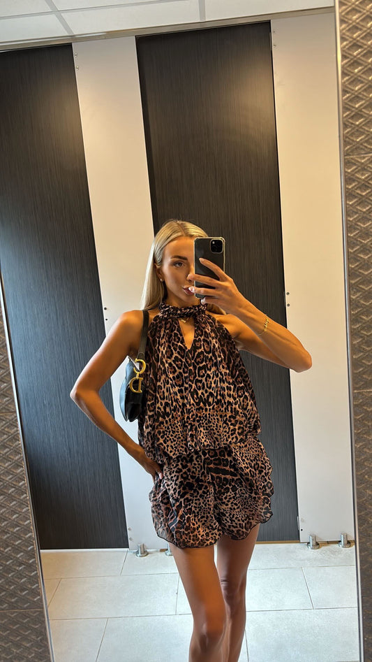 ‘Tara’ Leopard Playsuit
