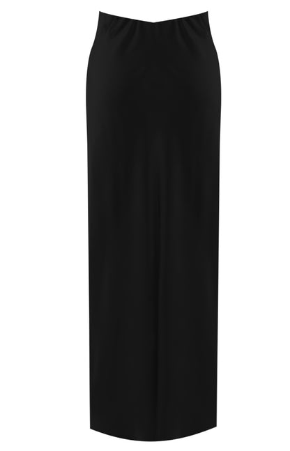 ‘Gia’ Black Satin Midi Skirt