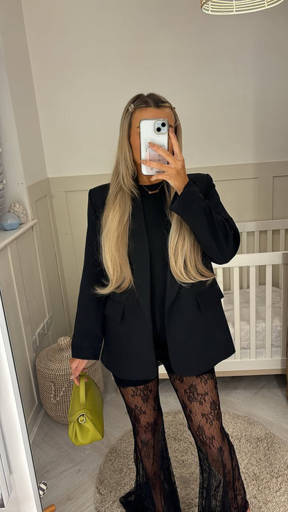 ‘Cami’ Black Classic Blazer with Leopard Detail/Plain CURVE RANGE AVAILABLE